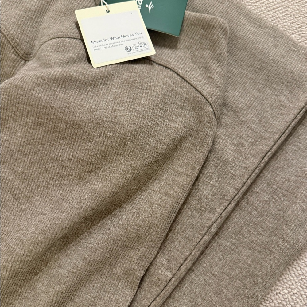 NWT | High-Waist Flared Knit Pants - Taupe - Picture 6 of 8